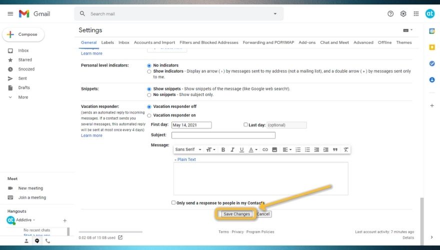 Gmailに設定を保存する方法