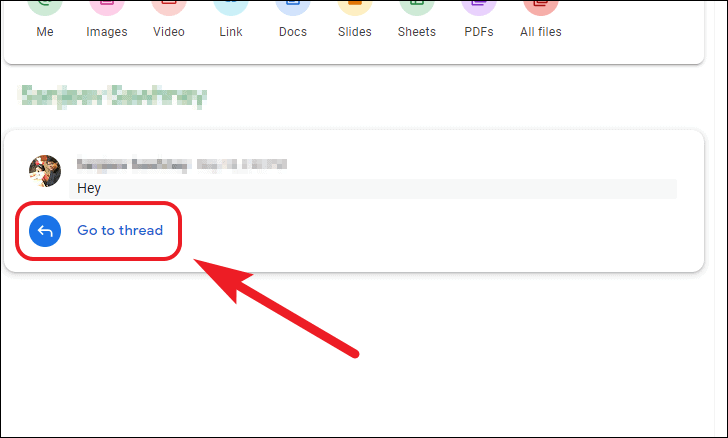 デスクトップ上のGoogleチャットの検索結果