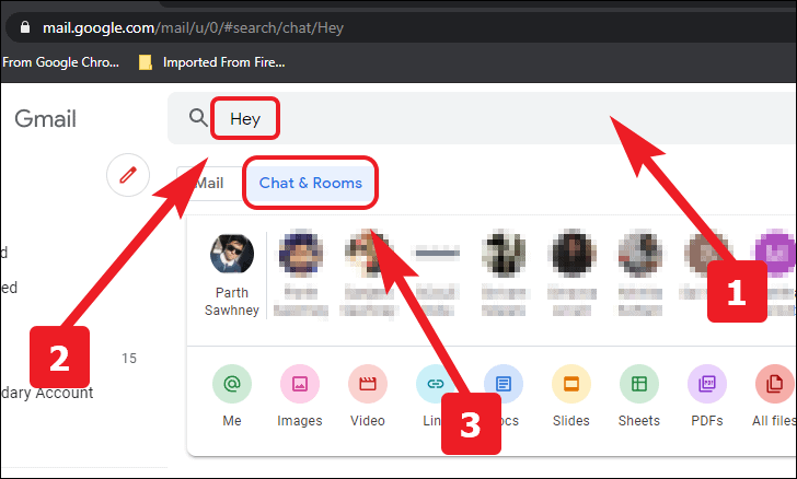 デスクトップ上のGmailからGoogleチャットで検索