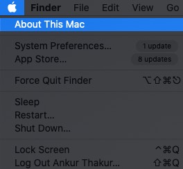 AppleLogoをクリックしてこのMacについて選択