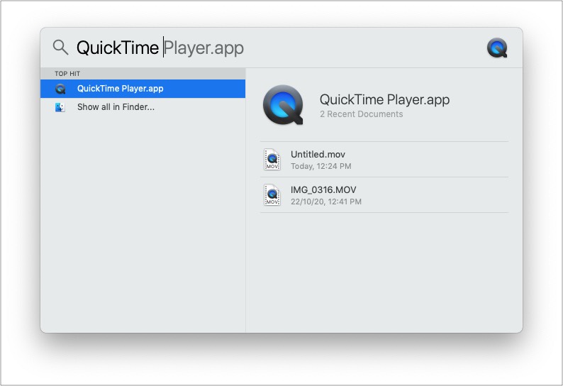 MacでQuickTimePlayerを開く