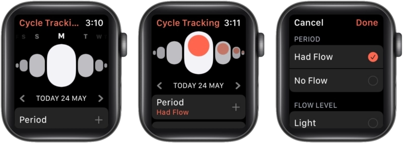 AppleWatchのCycleTrackerで期間を追跡する方法