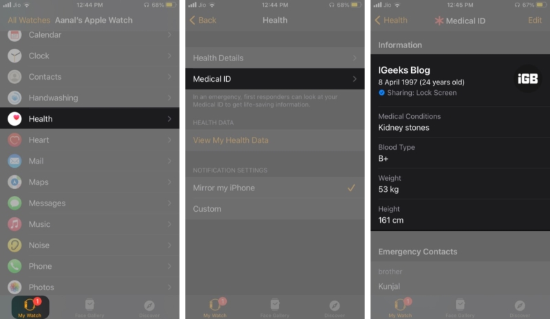 AppleWatchにMedicalIDを設定する