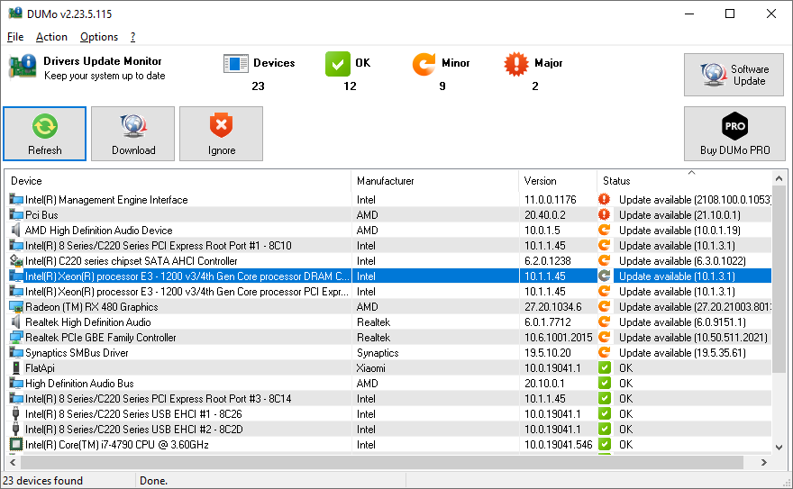 The interface of DUMo