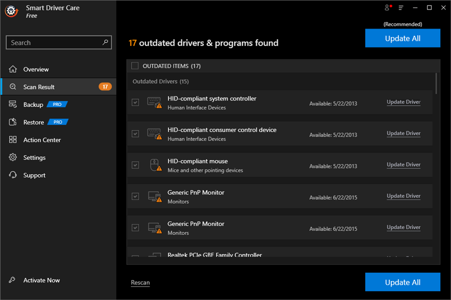 The interface of Smart Driver Care