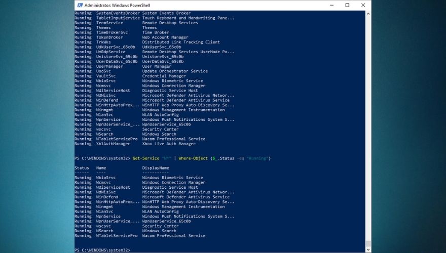 Get-Service PowerShell command