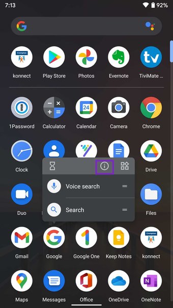 Select info button