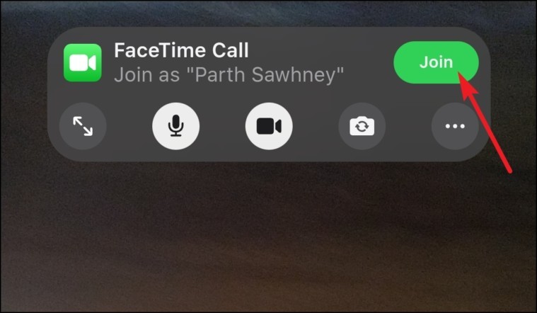 Androidでfacetimeを使用するには参加をタップしてください