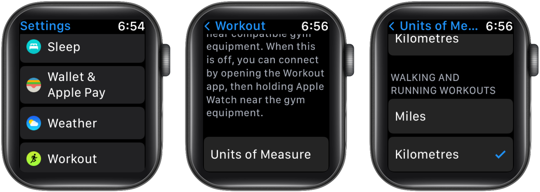 AppleWatchでマイルをキロメートルに変更