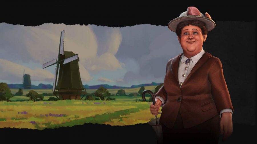 傘を持った親切な老婦人