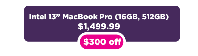 Intel MacBook Pro $ 300オフボタン