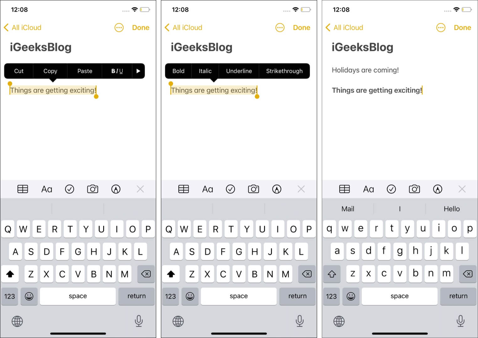 Notesアプリでテキストをフォーマットする
