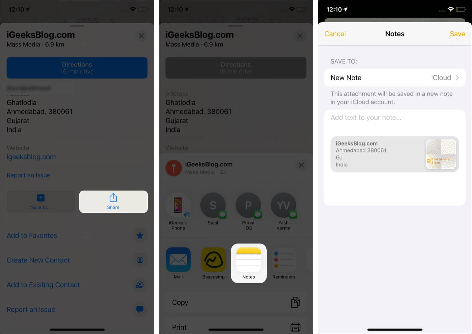 AppleNotesにマップを追加