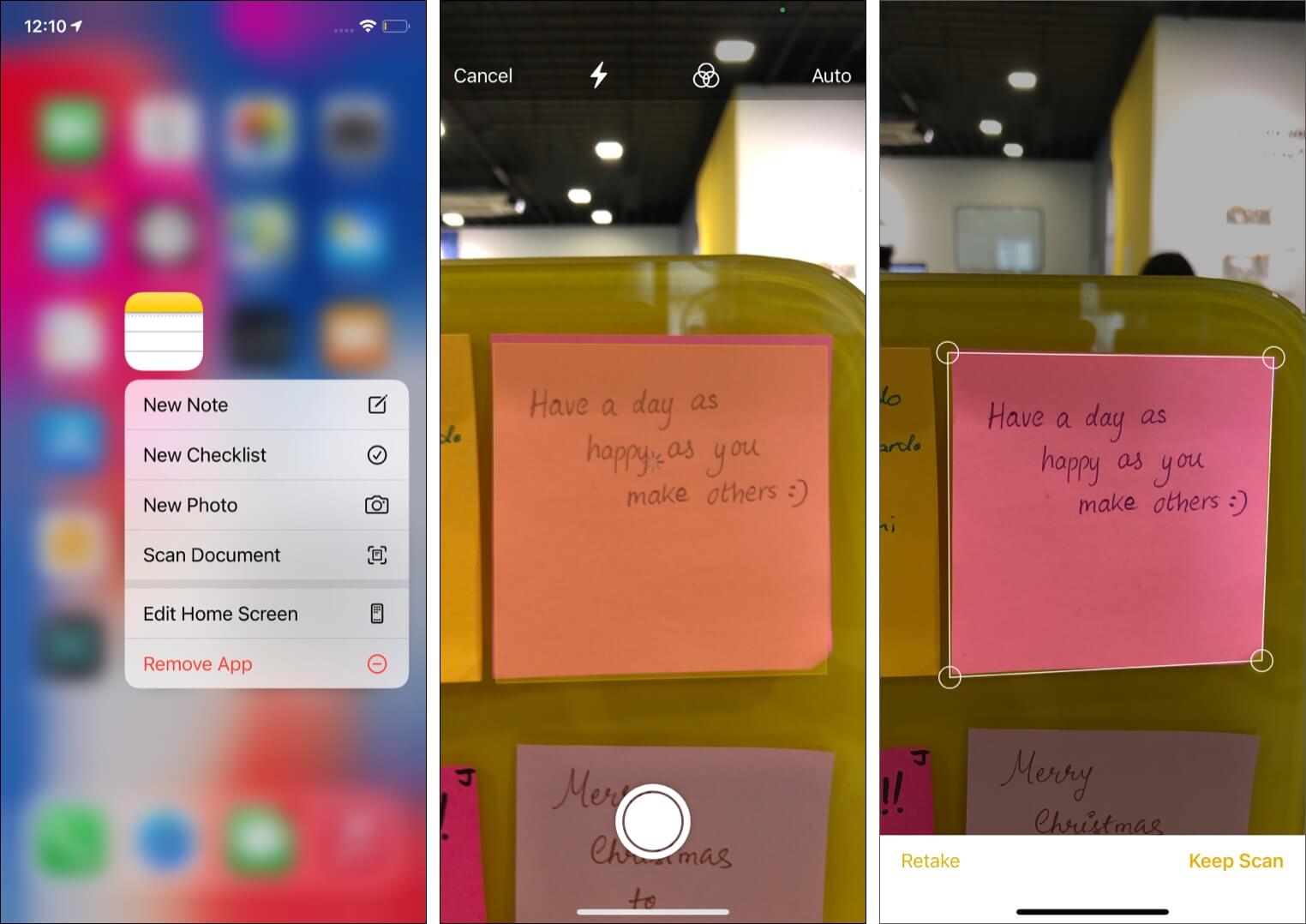 Notesアプリを使用してドキュメントをスキャンする