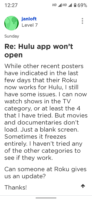Hulu-not-working-on-Roku-partially-fixed