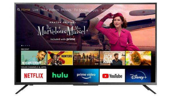 Prime Day TV 契約の 50 インチ 東芝 4K UHD Fire TV Edition、Amazon Prime ビデオを表示The Marvelous Mrs Maiselのインターフェースと静止画 width=