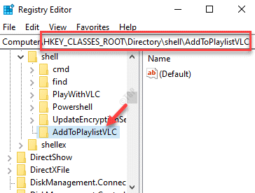レジストリ エディター シェル ディレクトリに移動 Addtoplaylistvlc