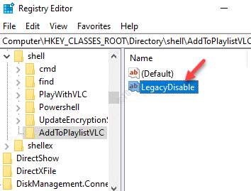 新しい文字列値を Legacydisable として名前変更