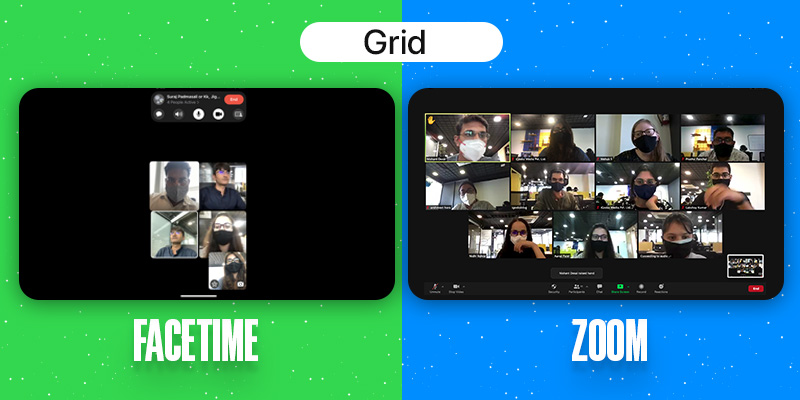 Facetime 対ズームグリッドビュー