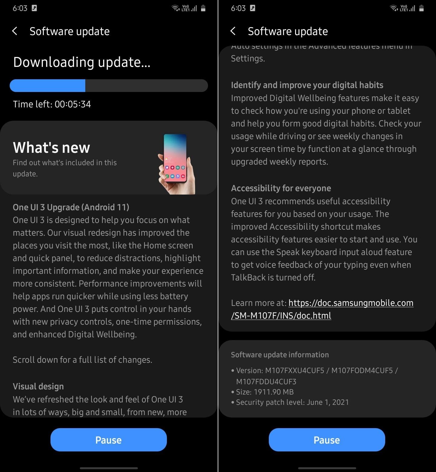 Galaxy M10s Android 11 update