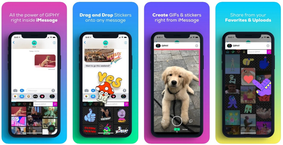 Giphy for iMessages-Giphy のクリップが Apple の iMessages、Google の Android QWERTY