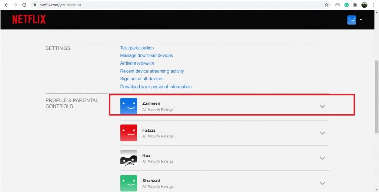 Profile Settings