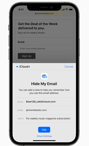 iCloud +メールを非表示-