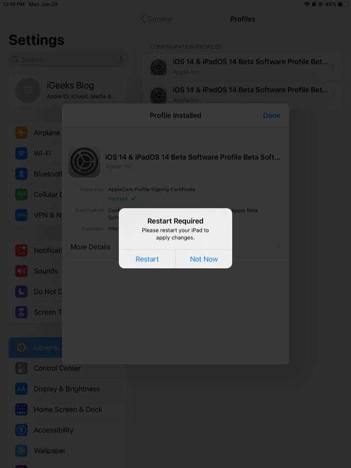 iPad を再起動