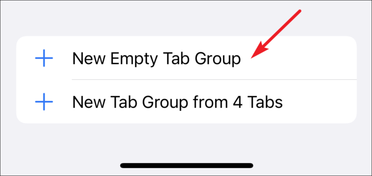 safari で新しいグループを作成するには、新しい空のタブ グループをクリックします