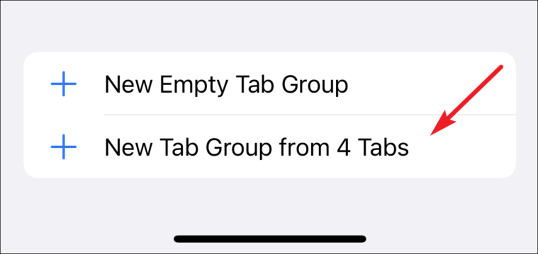 safari で現在のグループを作成するには、4 つのタブから新しいタブ グループをクリックします