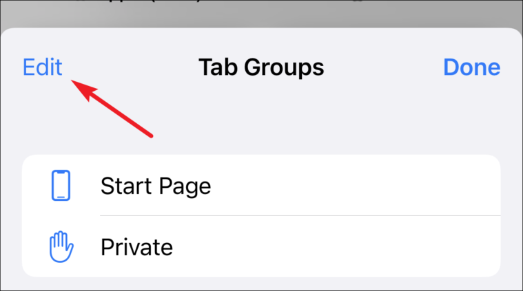 safari のタブ グループの名前を変更するには編集をクリックしてください