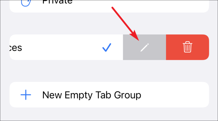 safari のタブ グループの名前を変更するにはスワイプ