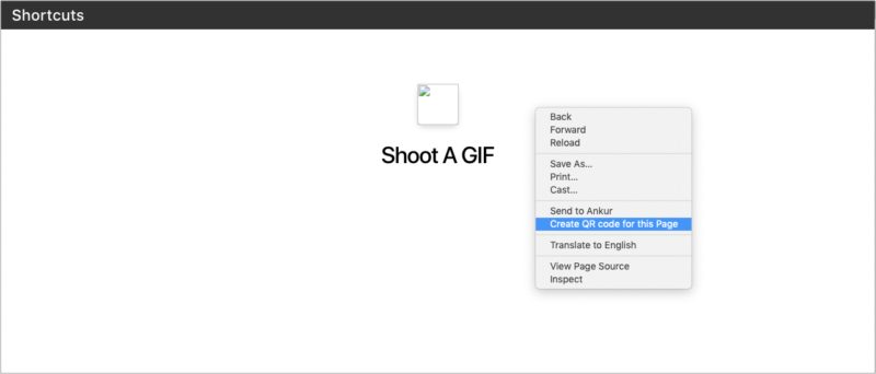 ChromeでこのページのQRコードを作成