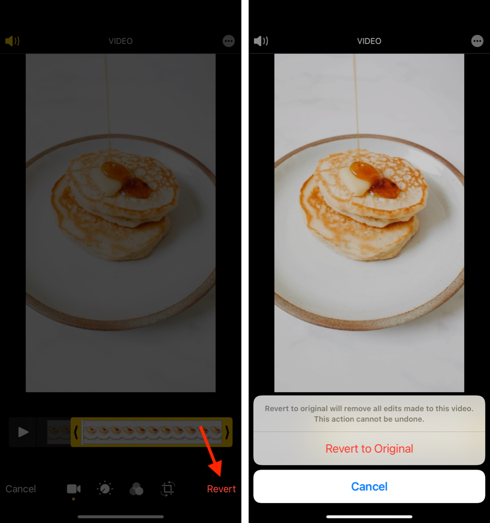 How to revert a video to its original state