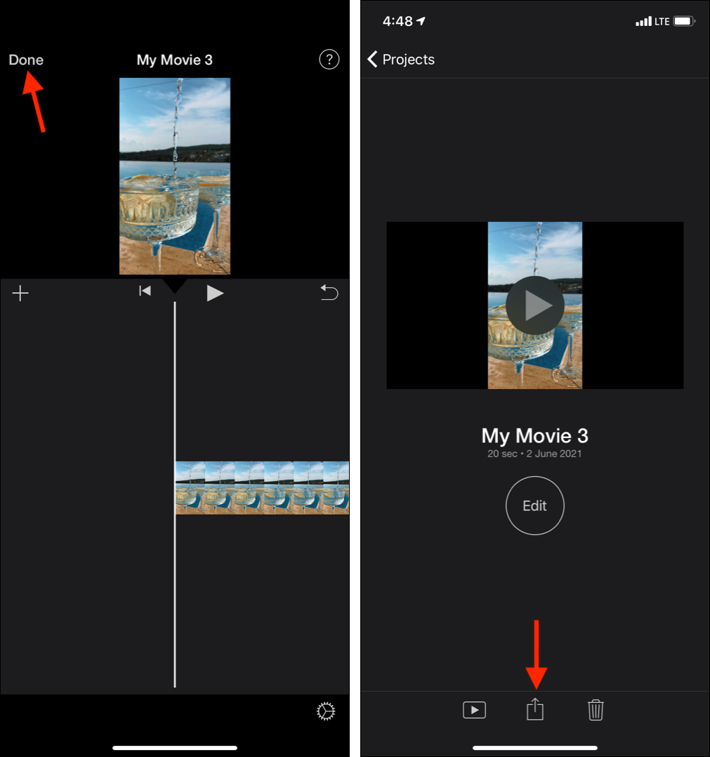 Save combined or merged video on iPhone
