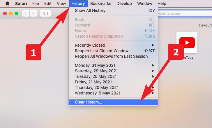 クリックして履歴をクリアし、Safari をデフォルト設定にリセット
