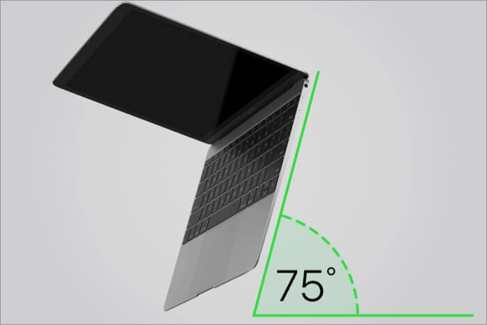 Macbookを75度で保持