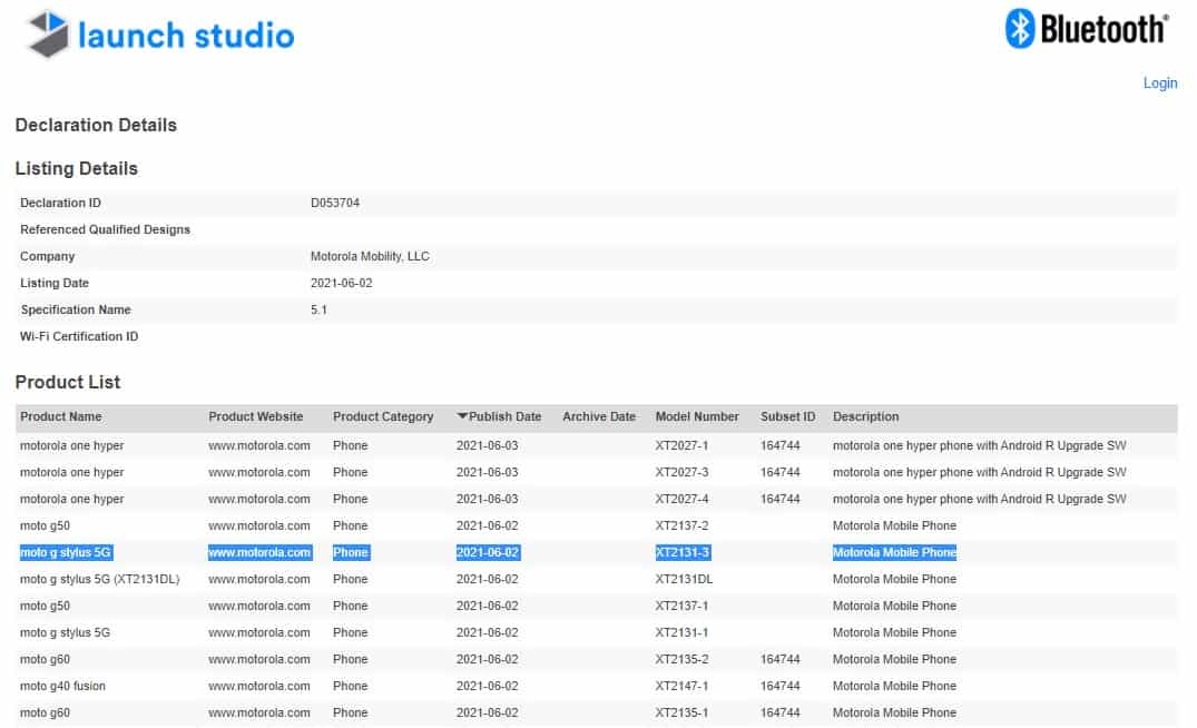 Moto G スタイラス 5G Bluetooth