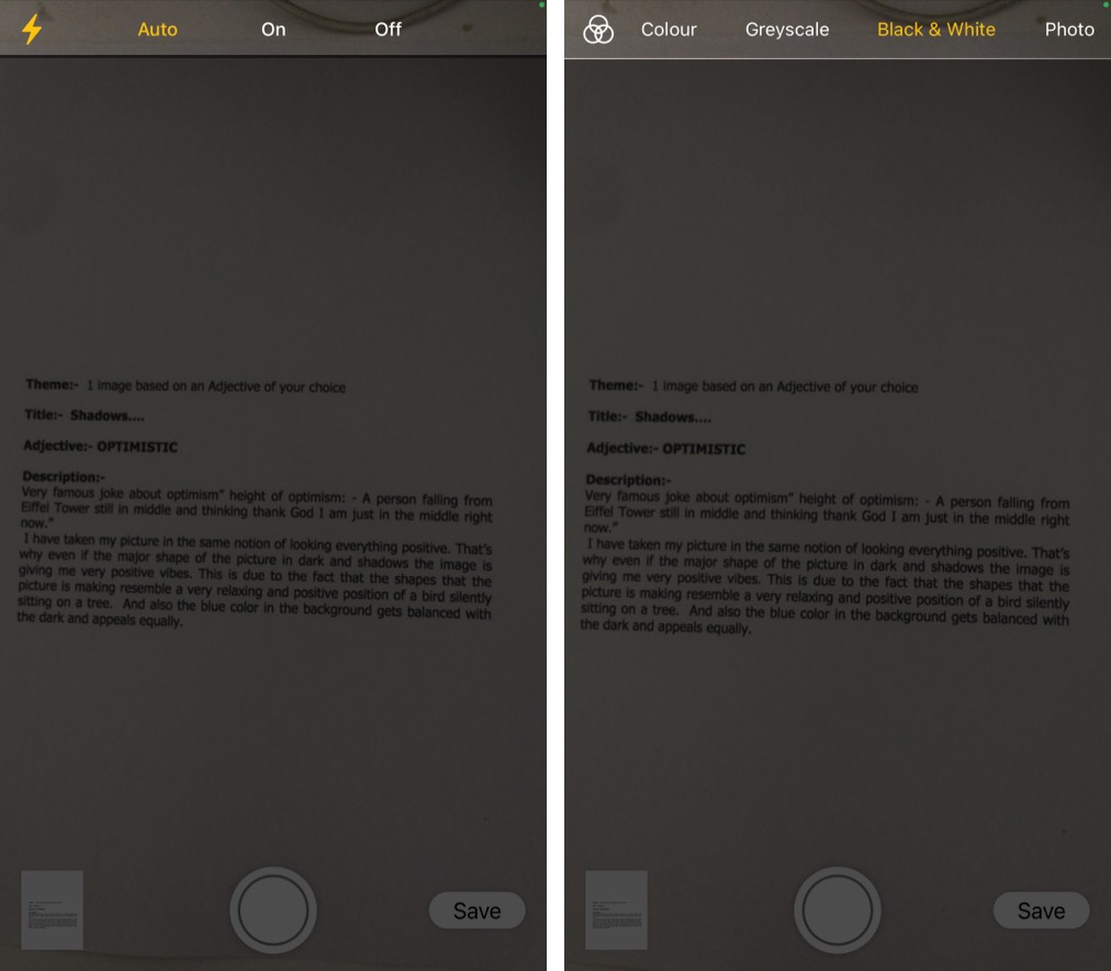 スキャンするドキュメント上でiPhoneを適切に調整します