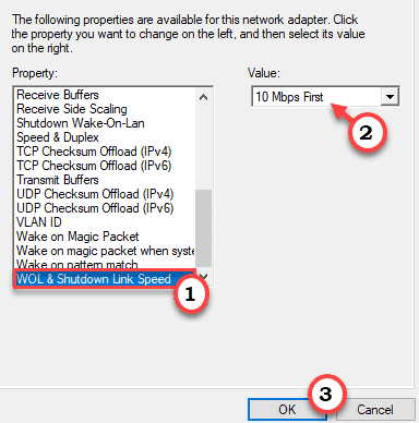 Wol & Shutdown Link Speed Min