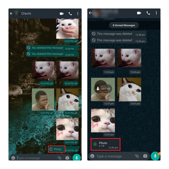 写真はビューワンスモードで送信されます送信者と受信者-消える写真whatsapp