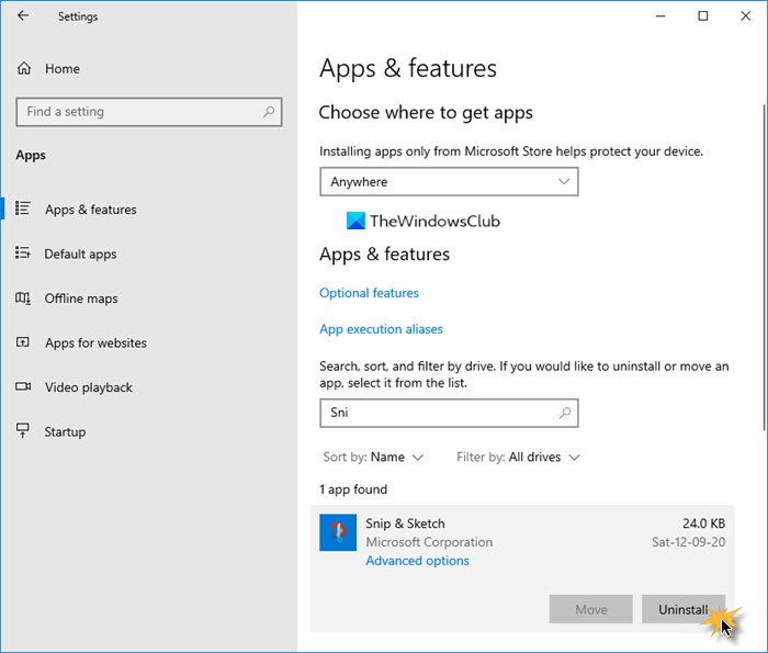 Windows10でSnipandSketchを無効にする方法