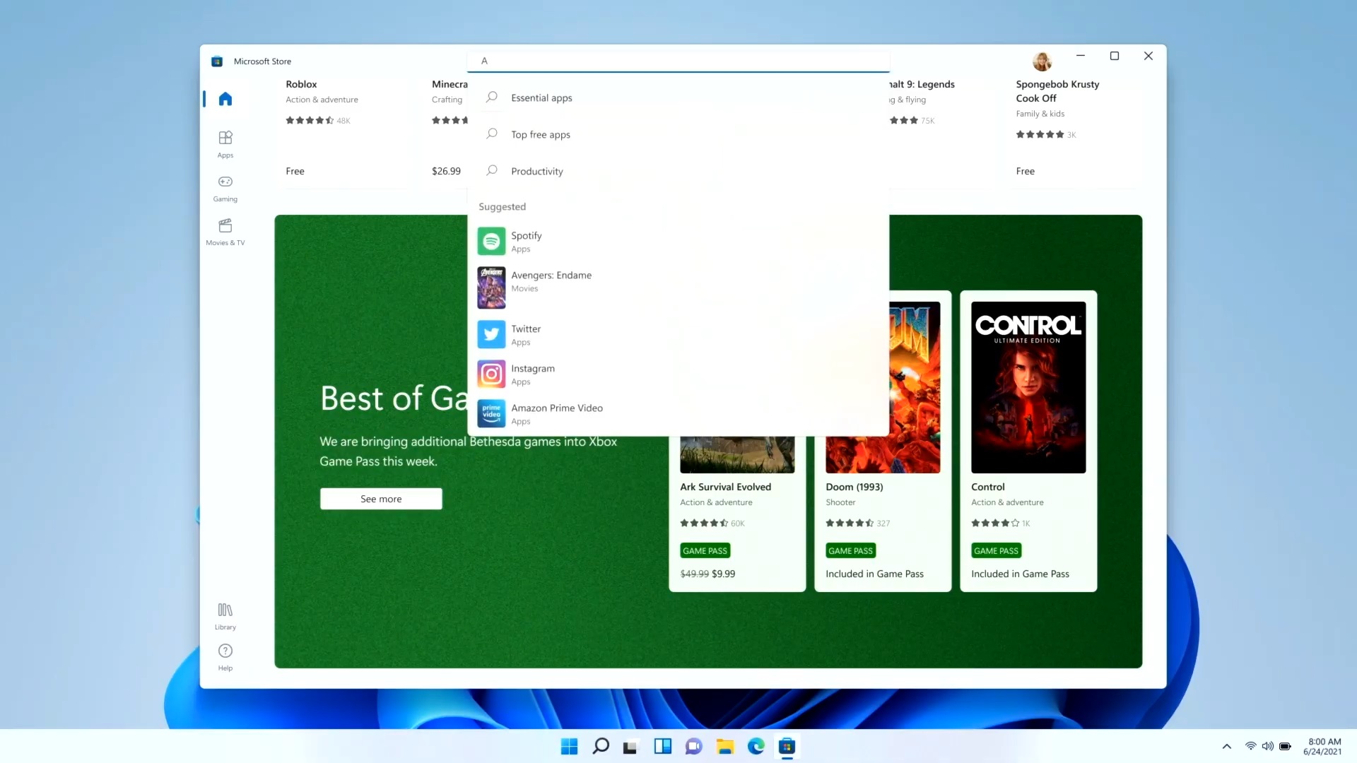 Windows11ストア検索バー