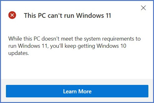 このPC Windows11を実行できません