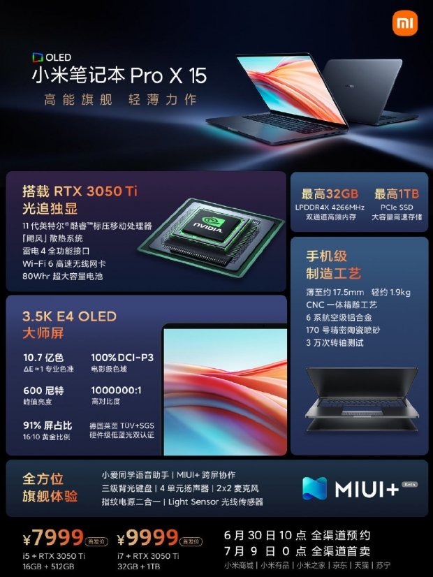 Xiaomi Mi Notebook Pro X 15：RTX 3050 Ti +15インチ3.5KOLEDディスプレイ04 | TweakTown.com