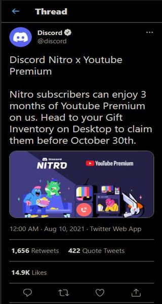 3か月間のdiscordyoutube Premiumコードでは 適用された問題を調査すると1か月間無料で付与され サポートが確認されます Ja Atsit