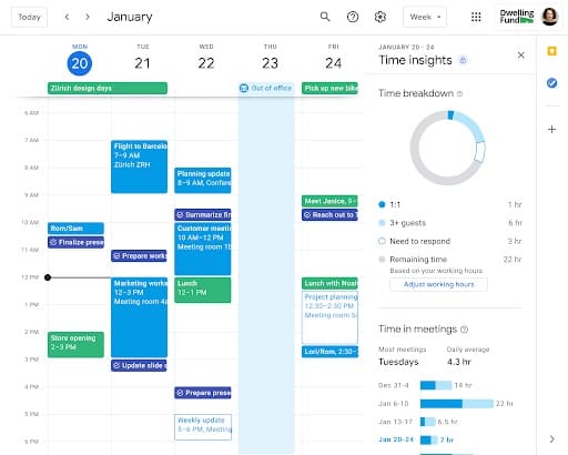 Googleカレンダーの Timeinsights は 会議に費やした時間を表示します Ja Atsit