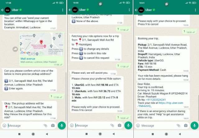 インドのWhatsAppからUberCabを予約できるようになりました。仕組みは 