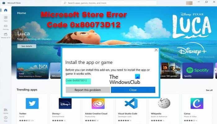 Cara membetulkan kod ralat Microsoft Store 0x80073D12 MS