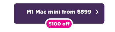 M1 Mac mini $100 kortingsknop